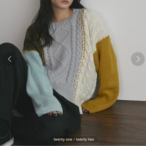 MERLOT Random Stitch Loose Knit color block sweater one size purchased in Japan